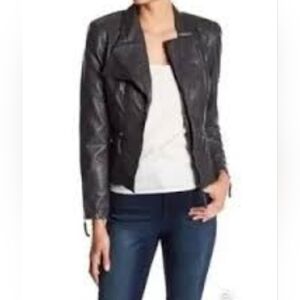 Blank NYC Faux Leather Moto Jacket Gray Women's Size Small
